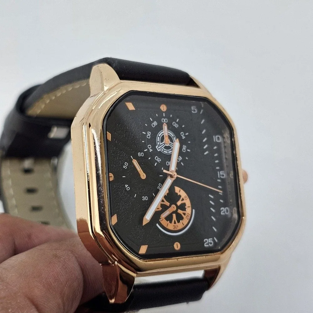 3PC‎ Men's Gift Set Fashion Watch Set Luxury Leather Bracelet and Necklace